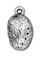 1 16x10mm TierraCast Antique Silver Abalone Shell Pendant