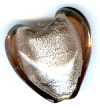1 19x20mm Light Amethyst & Silver Foil Glass Heart Bead