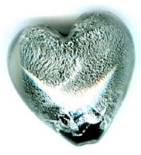 1 19x20mm Black & Silver Foil Glass Heart Bead 