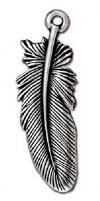 1 24mm TierraCast Antique Silver Feather Pendant