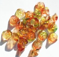 25 9mm Peach & Pear 3 Petal Drop Bell Flower Beads