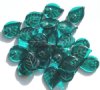 25 18x13mm Transparent Dark Teal Glass Leaf Beads