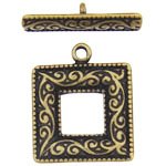 1 18mm Antique Brass Pewter Square Scroll Toggle