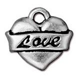 1 11mm TierraCast Antique Silver Love Heart Pendant