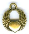 1 12mm TierraCast Antique Gold Winged Heart Pendant