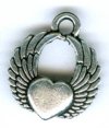1 12mm TierraCast Antique SIlver Winged Heart Pendant