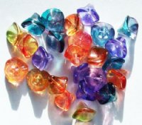 25 9mm Three Petal Drop Flower Bead Mix