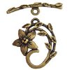 1 25mm Antique Brass Pewter Jasmine Flower Toggle
