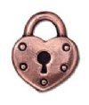 1 16mm TierraCast Antique Copper Heart Lock Pendant