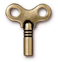 1 22mm TierraCast Brass Oxide Winding Key Pendant