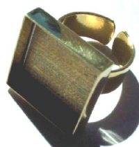 1 21x21x3mm Dazzle-it Bright Brass Square Adjustable Ring with Raised Bezel