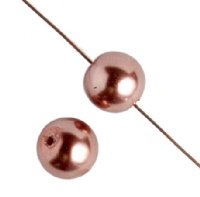 16 inch strand of 8mm Round Light Chocolate Glass Pearl Beads
