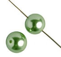16 inch strand of 4mm Medium Green Round Glass Pearl Beads