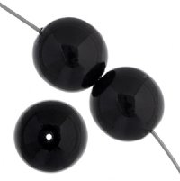 16 inch strand of 8mm Round Black Glass Pearl Beads