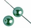 16 inch strand of 8mm Round Dark Green Glass Pearl Beads