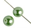 16 inch strand of 8mm Round Medium Green Glass Pearl Beads