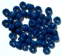 50 6x9mm Opaque Dark Blue Glass Crow Beads