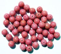 50 8mm Round Opaque Pink Glass Beads