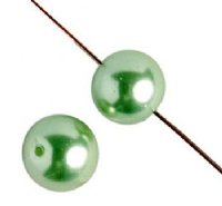 20 14mm Light Green Glass Pearl Beads
