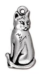 1 20.5mm TierraCast Antique Silver Sitting Cat Pendant