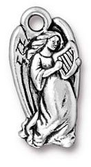 1 22x11mm TierraCast Antique Silver Angel with Harp Pendant