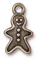 1 19x11mm TierraCast Brass Oxide Gingerbread Man Pendant