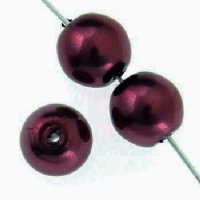 16 inch strand of 8mm Round Burgundy Glass Pearl Beads