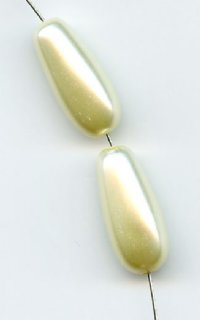16 inch strand of 12x8mm Ivory Glass Pearl Teardrop Beads