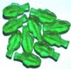 10 28x13mm Light Green Glass Fish Beads