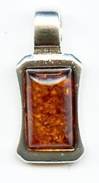 1 19x9mm Baltic Amber Deco Rectangle Sterling Pendant