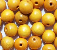 50 12mm Yellow Round Wood Beads