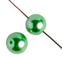 20 12mm Round Green Glass Pearl Beads