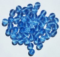 50 8mm Transparent Light Sapphire Round Glass Beads
