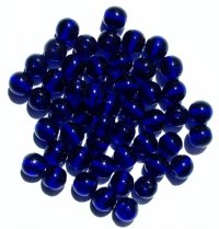 50 8mm Transparent Cobalt Round Glass Beads