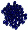 50 8mm Transparent Cobalt Round Glass Beads