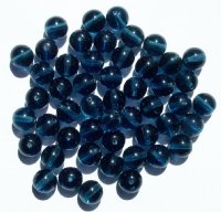50 8mm Transparent Montana Blue Round Glass Beads