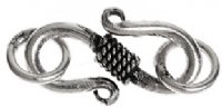 5 Pairs of 20mm Antique Silver Bali-Style S Clasps
