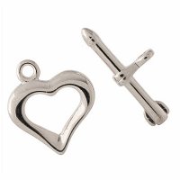5 21mm Nickel Plated Heart & Arrow Toggle Clasps