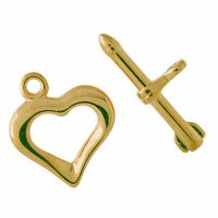 5 21mm Gold Plated Heart & Arrow Toggle Clasps