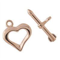 5 21mm Bright Copper Plated Heart & Arrow Toggle Clasps