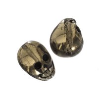 10 15mm Black Diamond Glass Skull Beads
