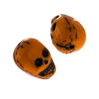 10 15mm Orange Glass Skull Beads