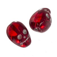 10 15mm Red Glass Skull Beads