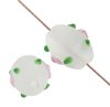 14 14x10mm Oval Matte Crystal Lampwork with Flower Dot
