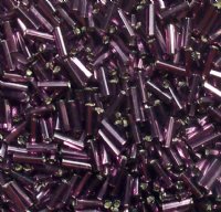 50g #3 Silver Lined Amethyst Bugle Beads