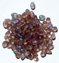 100 4x6mm Transparent Matte Light Amethyst AB Drop Beads