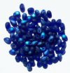 100 4x6mm Transparent Matte Cobalt AB Drop Beads