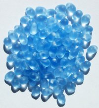 100 4x6mm Transparent Matte Light Sapphire Drop Beads