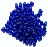 100 4x6mm Transparent Matte Cobalt Drop Beads