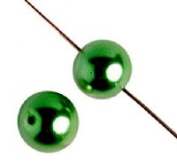 20 12mm Round Christmas Green Glass Pearl Beads